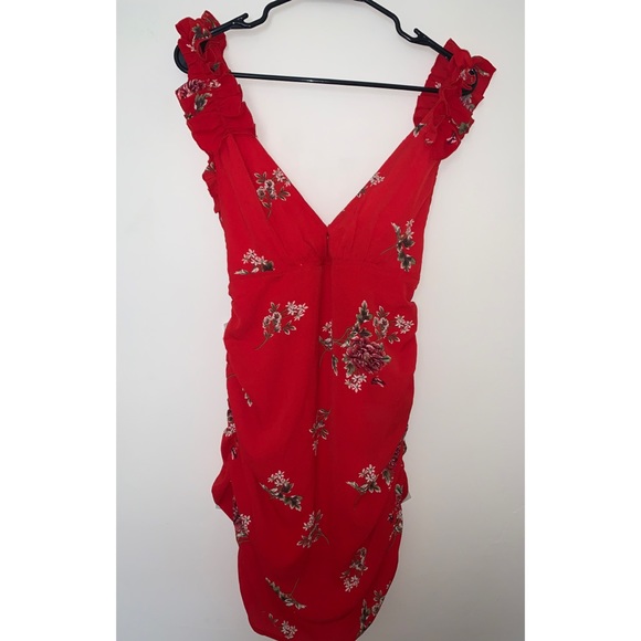 Floral Ruched Ruffle Dress - Picture 2 of 3